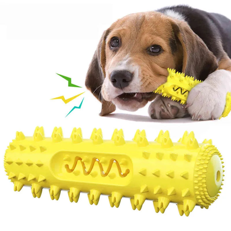 Durable Dog Chew Toy - Soft Textured Rubber Toothbrush Stick for Small to Large Breeds, Promotes Healthy Gums and Fresh Breath